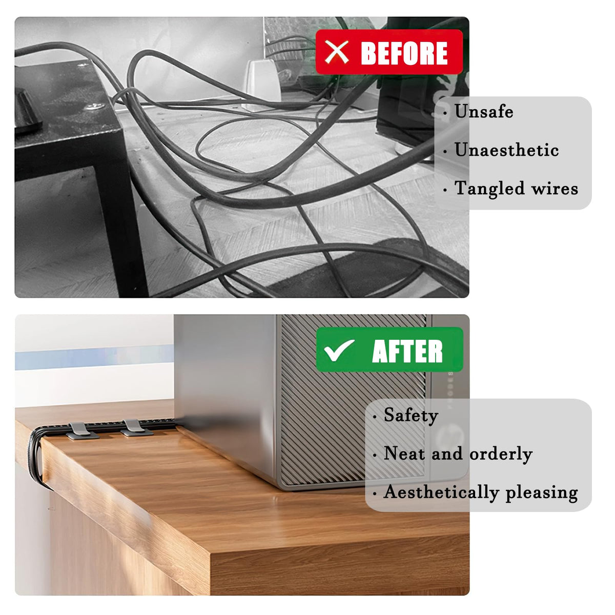 Cable Clips - Cable Management - Cable Organizer - Cable Holder - Self-Adhesive - Velcro - Cable Ties - Cord Clips - Desk Accessories - Cable Management - Cord Holder - Office - Gaming Setup - Cable Tie - Organize - Gray - 80 Pieces