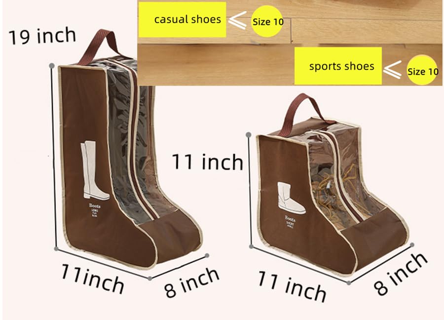 Boot Bag - Shoe Bag - Boot Storage - Dust Cover - Shoe Storage Bag - Travel Organizer - Transparent - Breathable - With Handle - Zipper - Protective Cover - High Boots - Ankle Boots - White - Set of 2