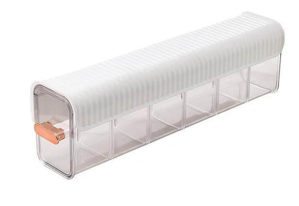 Underwear organizer - Sock organizer - Wardrobe organizer - Wall mounted - No drilling - Storage box with 6 compartments - Lingerie storage - Self-adhesive - Cable organizer - Transparent - Storage system - Space saving - White - 1 piece