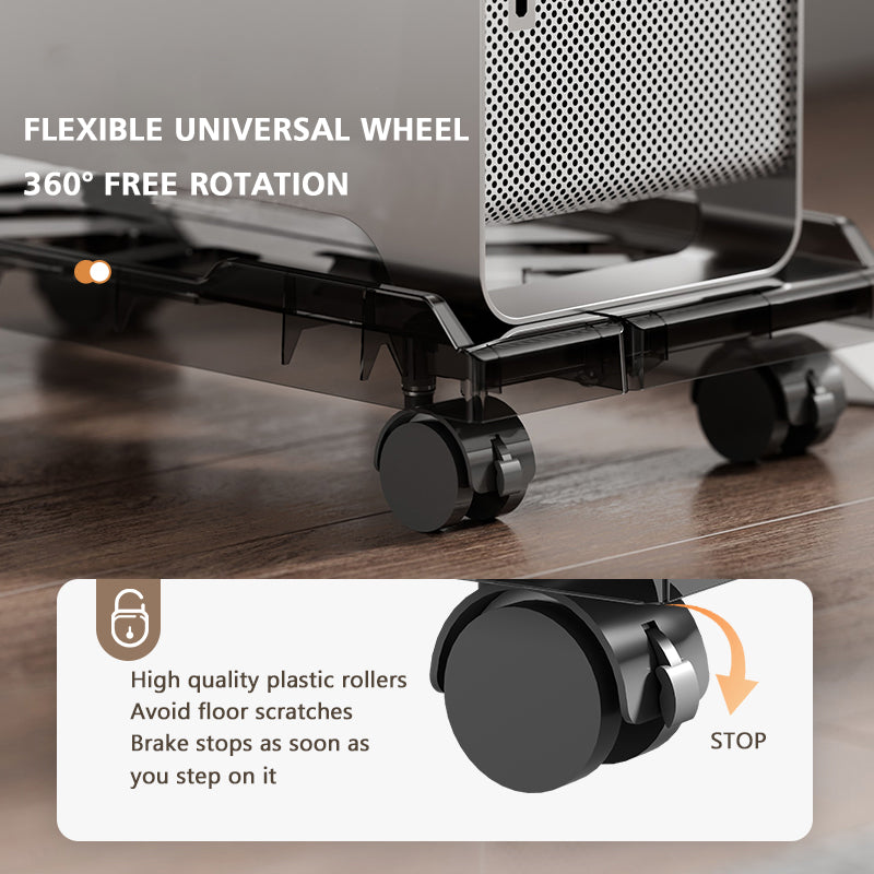 PC Stand with Wheels - Computer Holder - CPU Trolley - Mobile - PC Cart - Desktop Stand - Computer Case Holder - Gaming Setup - Office Supplies - Floor Stand - Computer Accessories - Adjustable Width - Black - 1 Piece