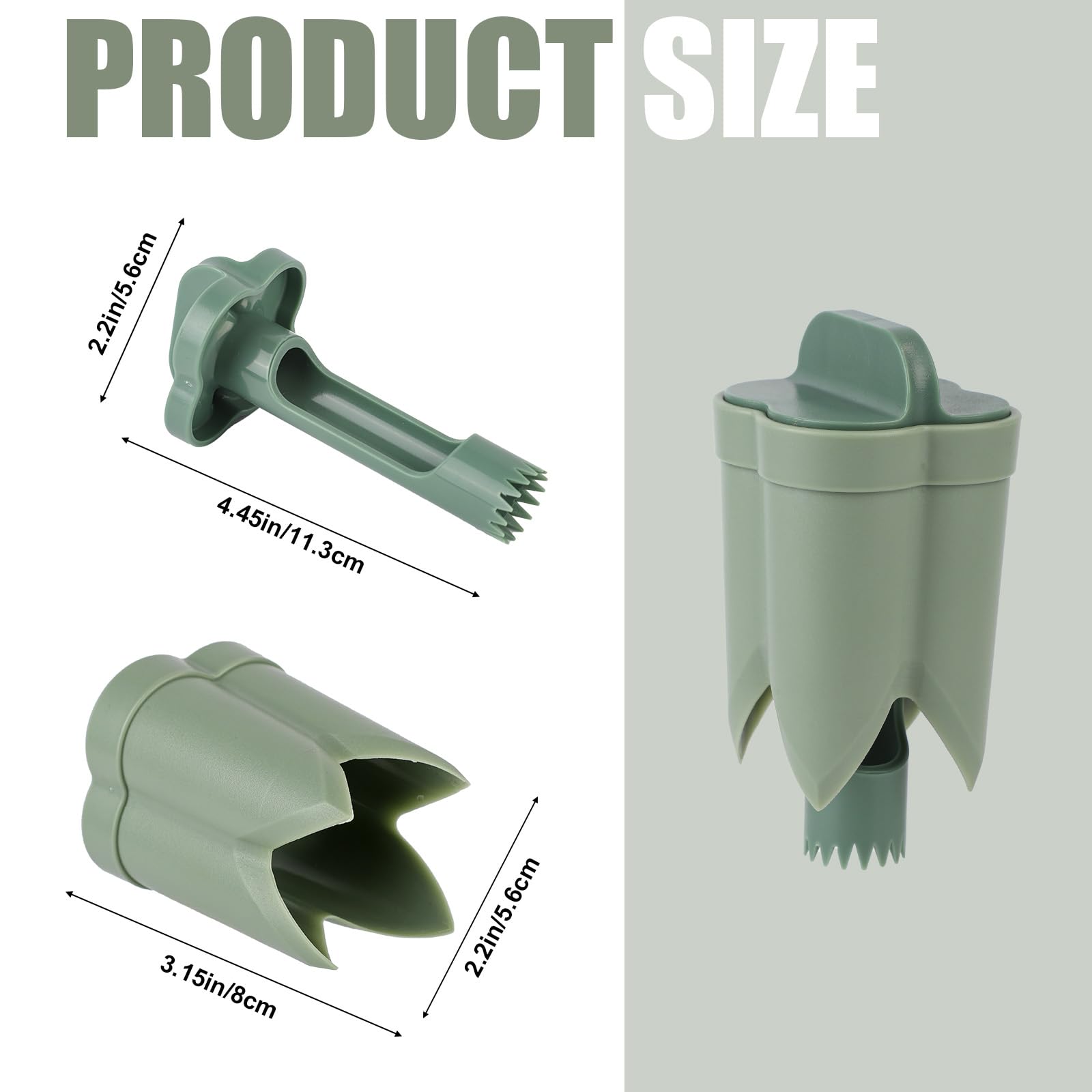 Bell Pepper Pitter - Jalapeño Pepper Drill - Chili Pepper Core Remover - Universal Vegetable Cutter - Kitchen Utensils - Bell Pepper Drill - Seed Remover - Handy Kitchen Aid - Fruit and Vegetable Tool - Kitchen Accessories - Green - 2 Pieces