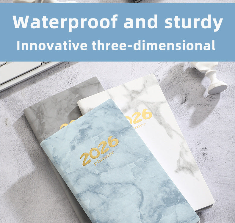 Pocket diary 2026 - A6 diary - Weekly planner - Yearly planner - Organizer - Planner book - 2026 diary for women - School diary - Weekly diary - Compact diary - Diary - Planning tool - Small diary - Marble design - Blue - 1 piece