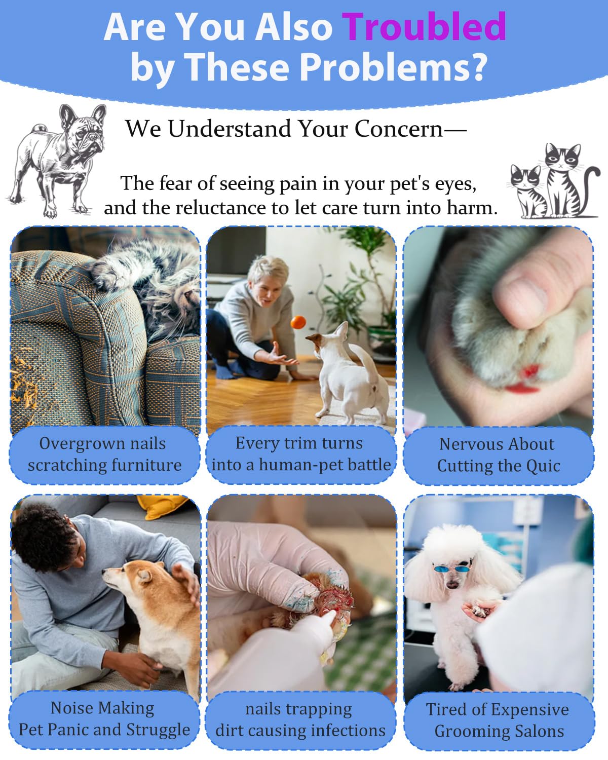 Dog Nail Drill - Electric Nail File - Cat Nail Trimmer - Pet Care - Paw Care - Nail Grinder - Dog Groomer - Animal Nail File - Cordless Design - Rechargeable Battery - With LED Lighting - Silent Motor - White - 1 Piece