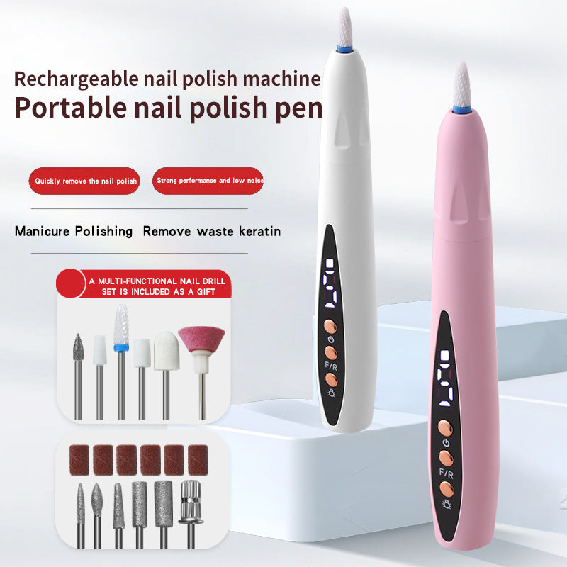 Nail drill - Electric nail file - Manicure set - Pedicure set - Nail care - Gel polish removal - Artificial nail filing - Nail polishing - Acrylic nails - Cordless - Rechargeable - With LCD screen - Nail styling - White - 1 Piece