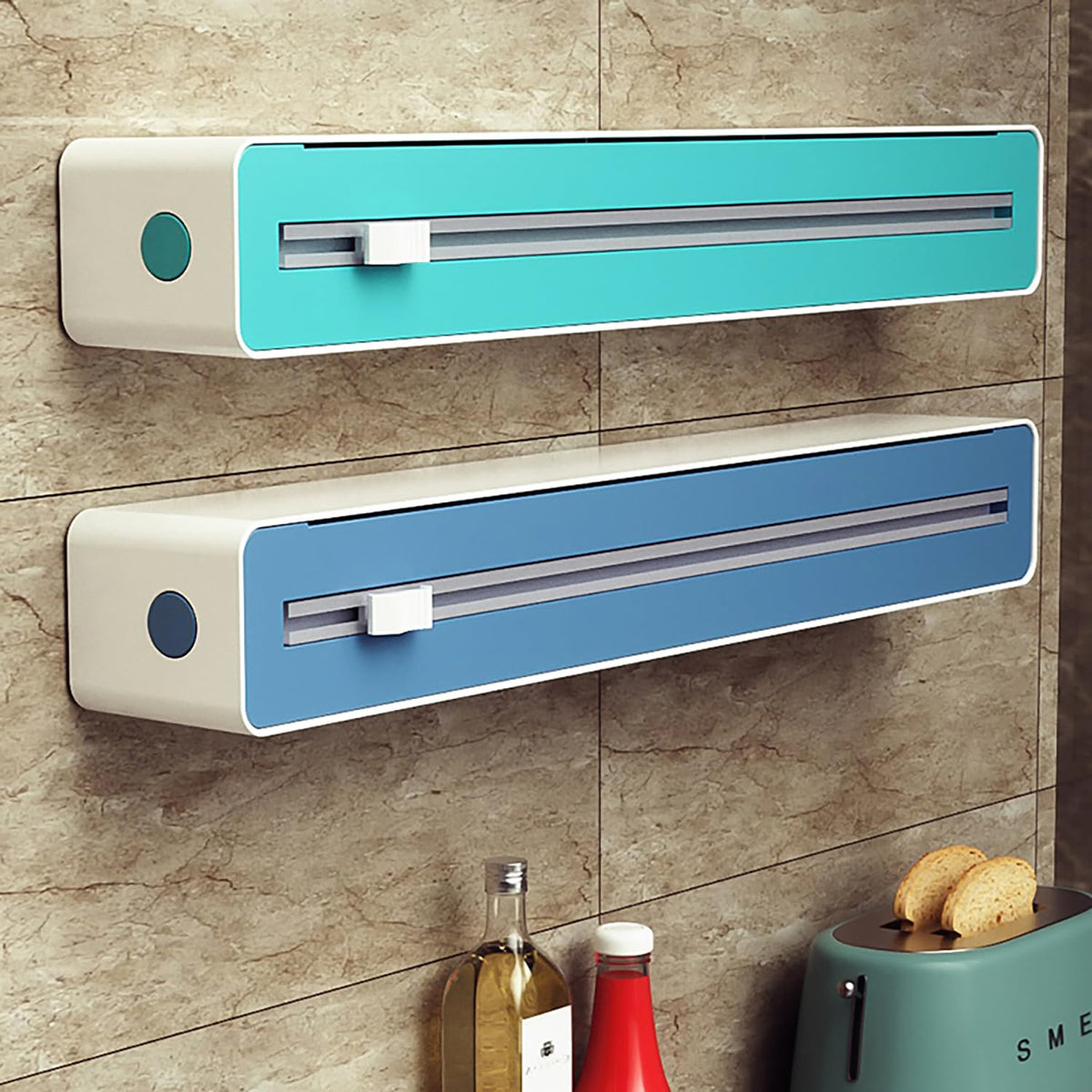 Foil Cutter - Magnetic Cling Film Dispenser - Aluminum Foil Holder - Foil Cutter - Fridge Organizer - Kitchen Drawer Organizer - Paper Towel Holder - Wrapping Paper Cutter - Refillable Foil Holder - Kitchen Gadgets - Safe - White - 1 Piece