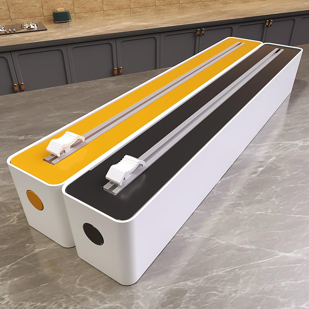 Foil Cutter - Magnetic Cling Film Dispenser - Aluminum Foil Holder - Foil Cutter - Fridge Organizer - Kitchen Drawer Organizer - Paper Towel Holder - Wrapping Paper Cutter - Refillable Foil Holder - Kitchen Gadgets - Safe - White - 1 Piece