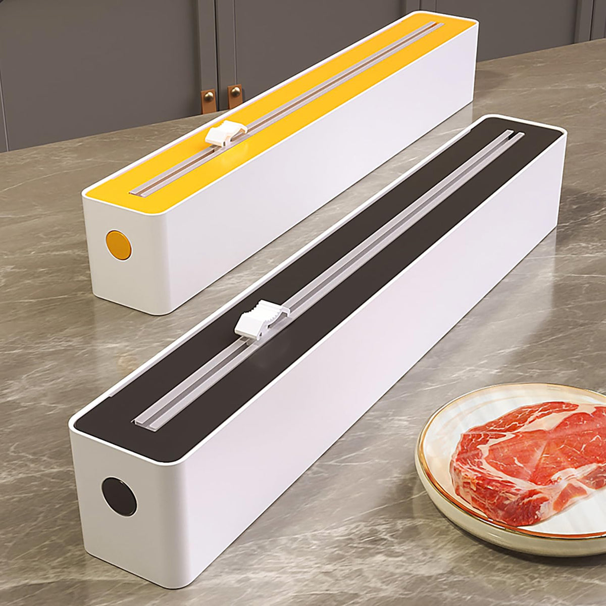 Foil Cutter - Magnetic Cling Film Dispenser - Aluminum Foil Holder - Foil Cutter - Fridge Organizer - Kitchen Drawer Organizer - Paper Towel Holder - Wrapping Paper Cutter - Refillable Foil Holder - Kitchen Gadgets - Safe - White - 1 Piece