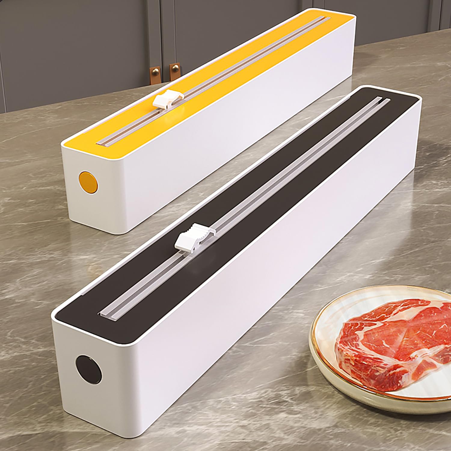 Foil Cutter - Magnetic Cling Film Dispenser - Aluminum Foil Holder - Foil Cutter - Fridge Organizer - Kitchen Drawer Organizer - Paper Towel Holder - Wrapping Paper Cutter - Refillable Foil Holder - Kitchen Gadgets - Safe - White - 1 Piece