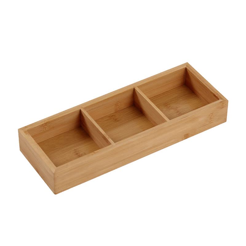 Drawer Organizer - Cutlery Tray Wood - Bamboo Storage Bins - Kitchen Drawer Divider - Desk Organizer - Bathroom Basket - Sorting Box Oblong - Tea Box Holder - Makeup Brush Holder - Durable Material - Versatile Storage - Wood Color - 1 Piece