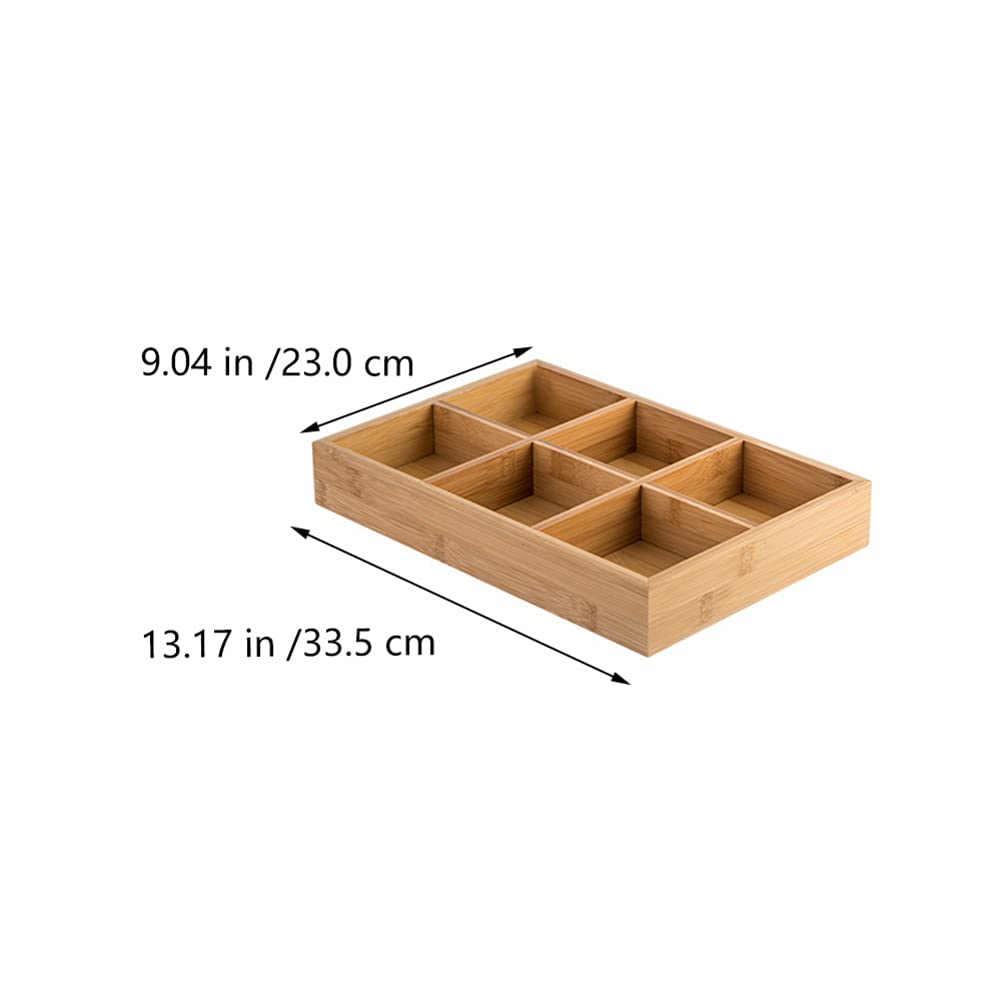 Drawer Organizer - Bamboo Tea Box - Cutlery Tray with 6 Compartments - Wooden Storage Box - Kitchen Drawer Organizer - Desk Drawer Insert - Sorting Box - Hobby Storage - Bead Box - Bathroom Cosmetics Holder - Sustainable Storage - Practical - Wood Color -