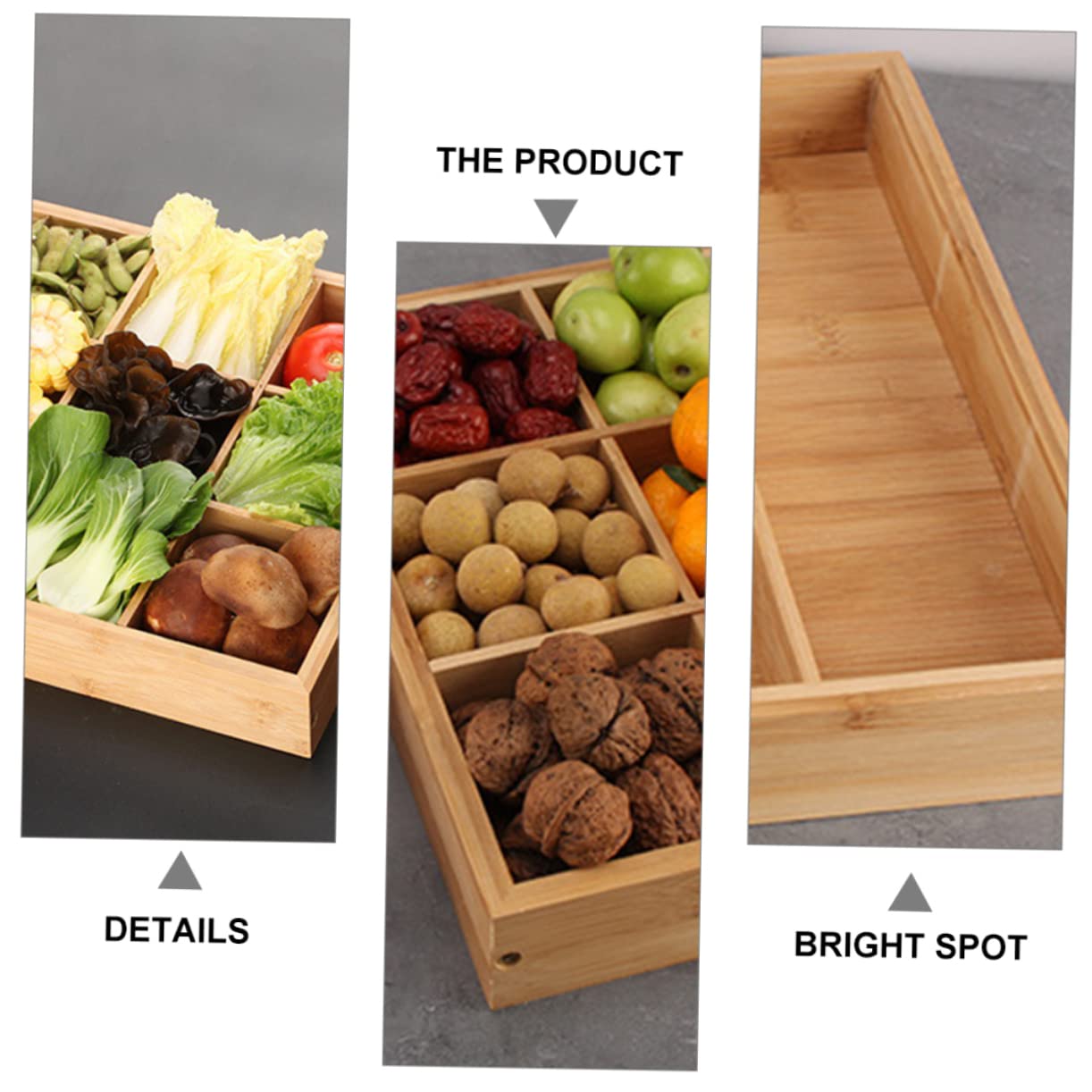 Drawer Organizer - Sorting Box with 9 Compartments - Bamboo Tea Box - Small Storage Trays - Desk Accessories - Jewelry Storage - Bead Box Wood - Kitchen Drawer Organizer - Hobby Materials Tray - Compartment Box - Drawer Divider - Sustainable - Wood Color