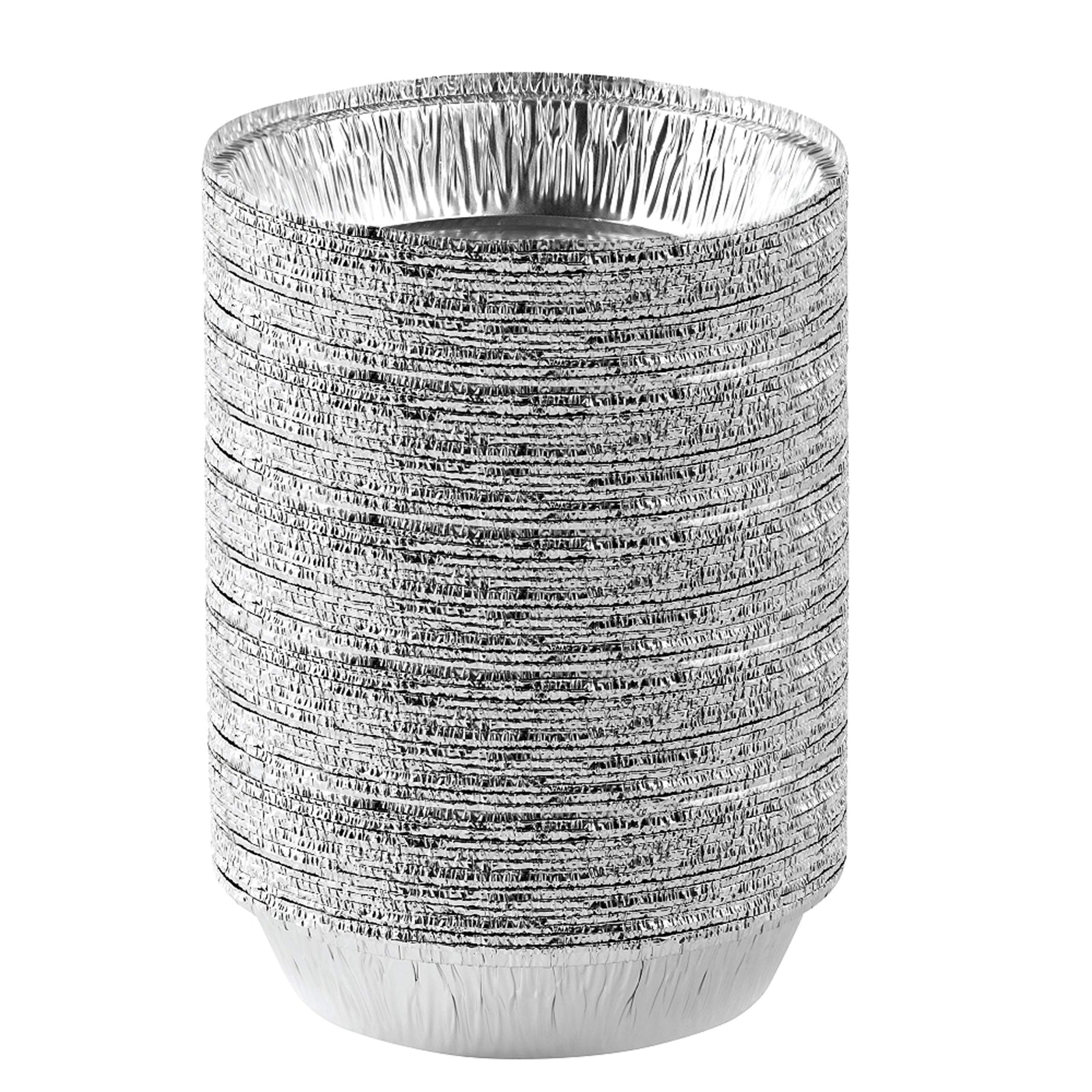 Aluminum Trays - Airfryer Trays Round - Oven Dishes - Aluminum Trays - Disposable Trays - BBQ Trays - Grill Accessories - Universal Baking Pans - Heat Resistant - Food Containers - Catering Trays - Baking and Roasting - Handy - Silver - 50 Pieces