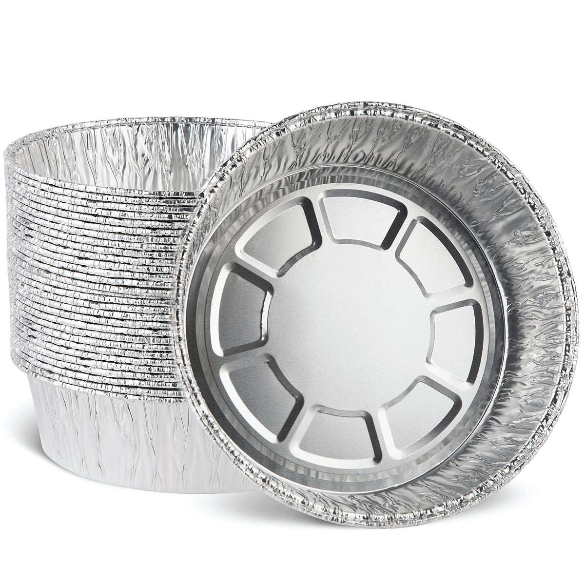 Aluminum Trays - Large Oven Dishes - Airfryer Trays XXL - Aluminum Bowls - Disposable Trays - BBQ Drip Trays - Grill Accessories - Round Baking Pans - Heat Resistant - Catering Trays - Food Containers - Serving Trays - Sturdy - Silver - 50 Pieces