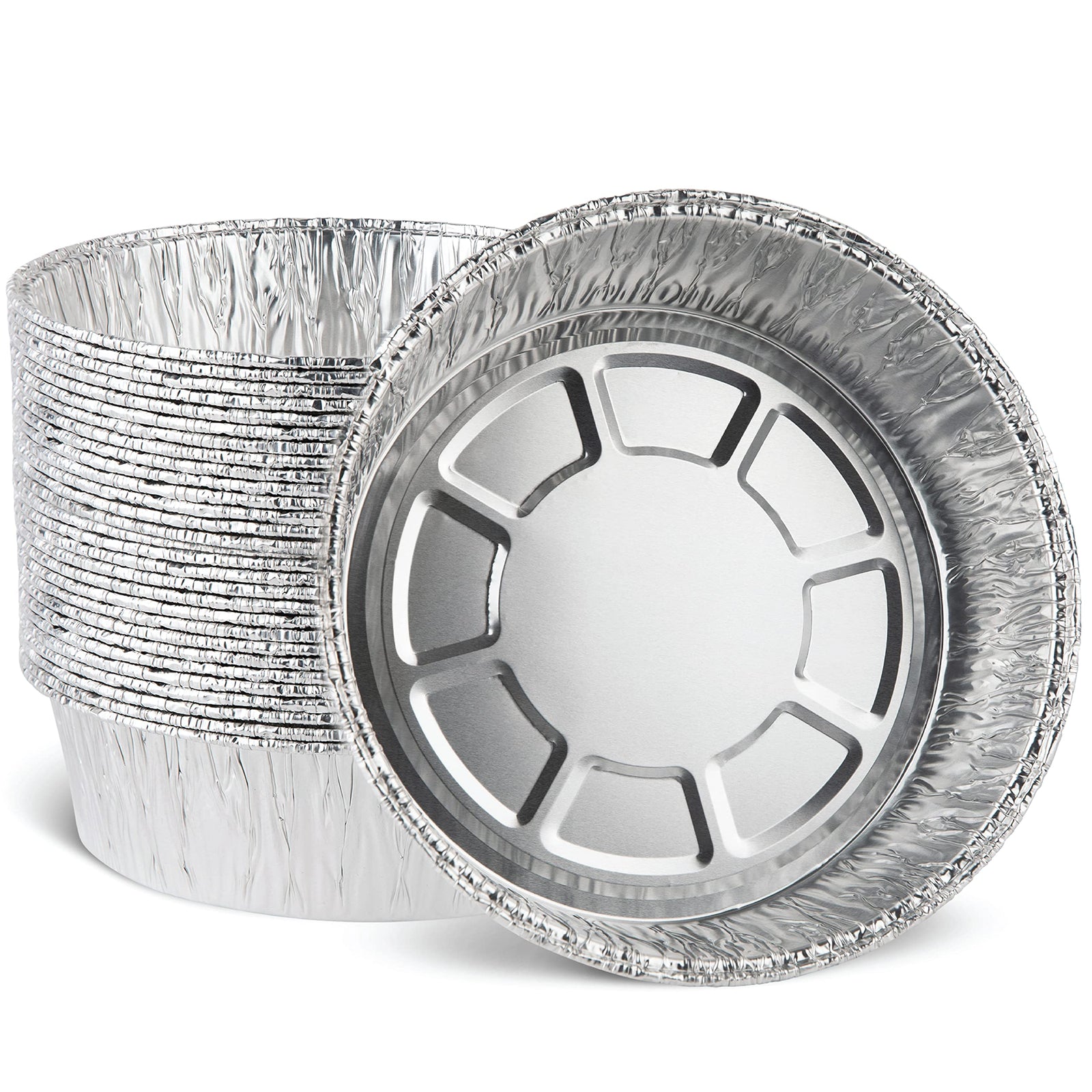 Aluminum Trays - Large Oven Dishes - Airfryer Trays XXL - Aluminum Bowls - Disposable Trays - BBQ Drip Trays - Grill Accessories - Round Baking Pans - Heat Resistant - Catering Trays - Food Containers - Serving Trays - Sturdy - Silver - 50 Pieces