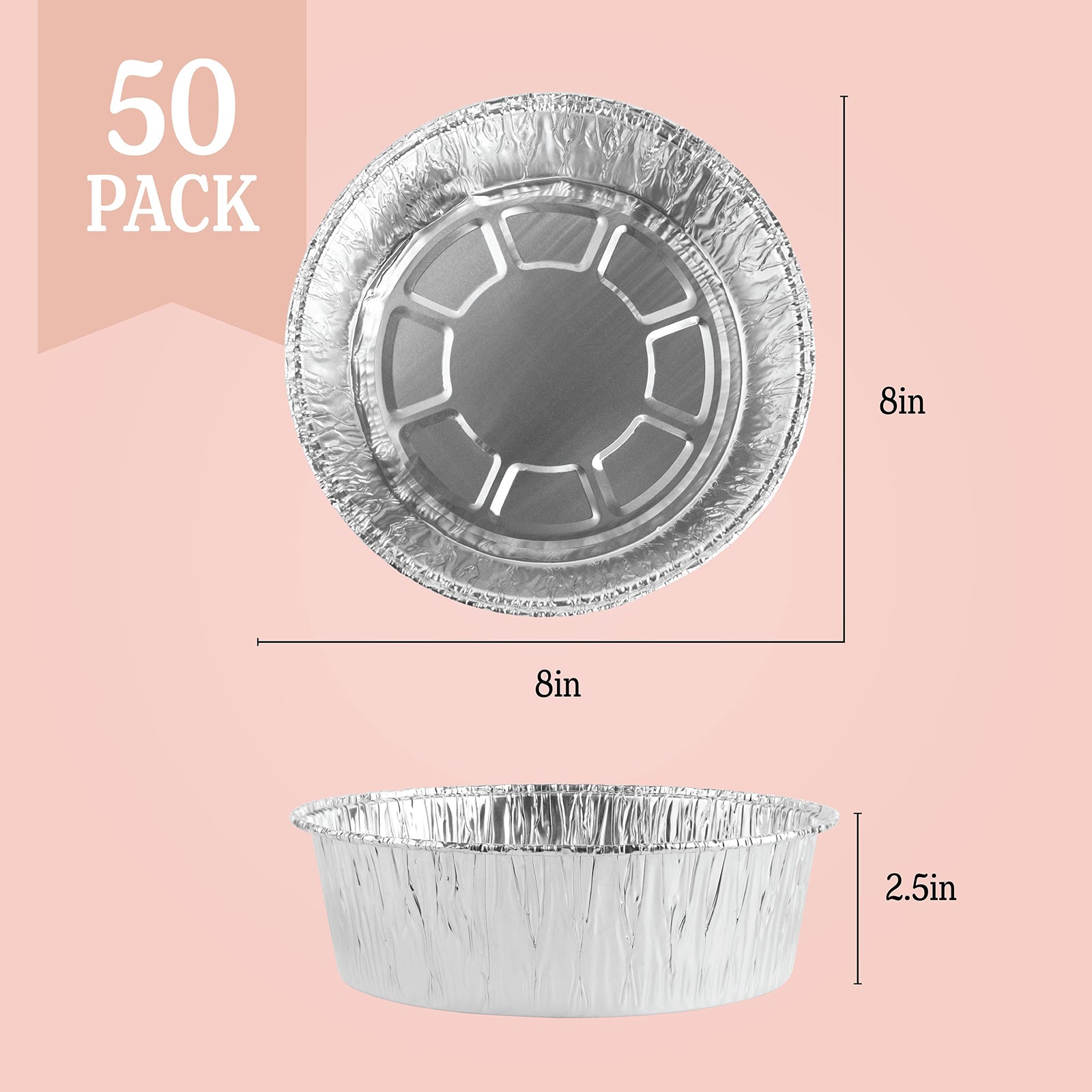 Aluminum Trays - Large Oven Dishes - Airfryer Trays XXL - Aluminum Bowls - Disposable Trays - BBQ Drip Trays - Grill Accessories - Round Baking Pans - Heat Resistant - Catering Trays - Food Containers - Serving Trays - Sturdy - Silver - 50 Pieces
