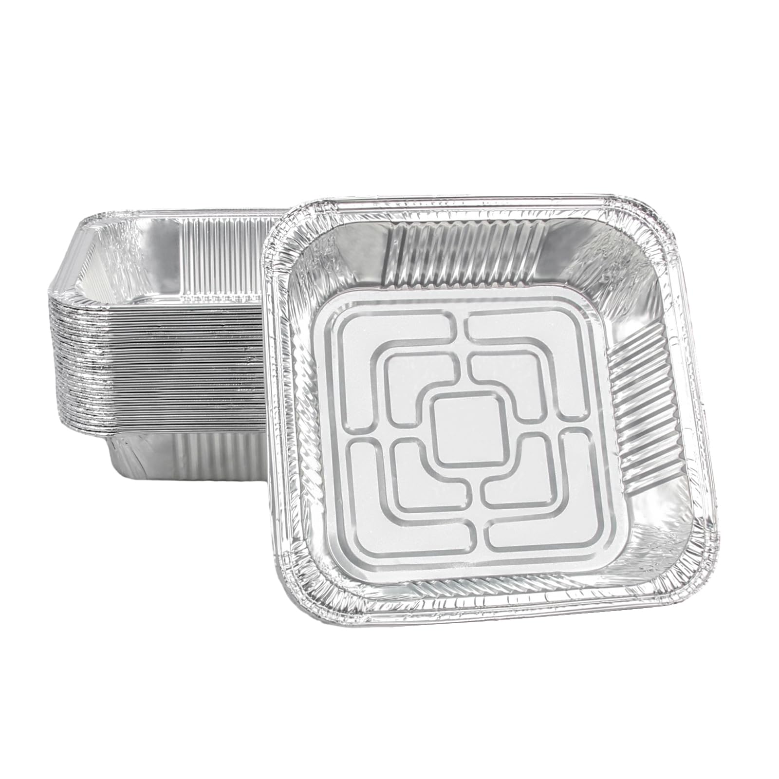 Aluminum Trays - Square Oven Dishes - Air Fryer Trays - Aluminum Bowls - Disposable Trays - BBQ Drip Trays - Grill Accessories - Baking Pans - Heat Resistant - Food Containers - Catering Trays - Meal Prep Trays - Practical - Silver - 50 Pieces