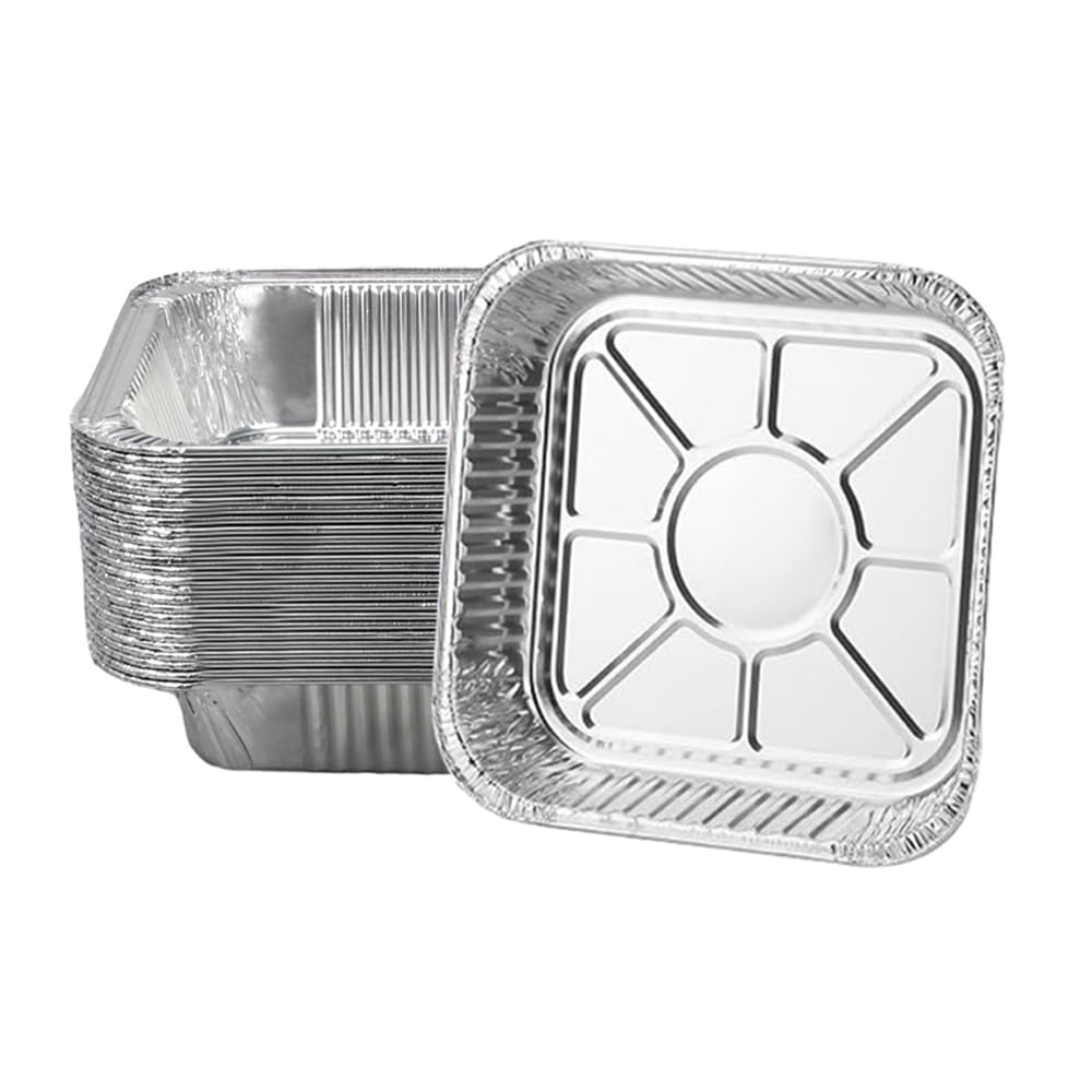 Aluminum Trays - Large Square Oven Dishes - Airfryer Trays XXL - Aluminum Bowls - Disposable Containers - BBQ Trays - Grill Accessories - Lasagna Dishes - Heat Resistant - Food Containers - Catering Dishes - Roasting Pan - Sturdy - Silver - 50 Pieces