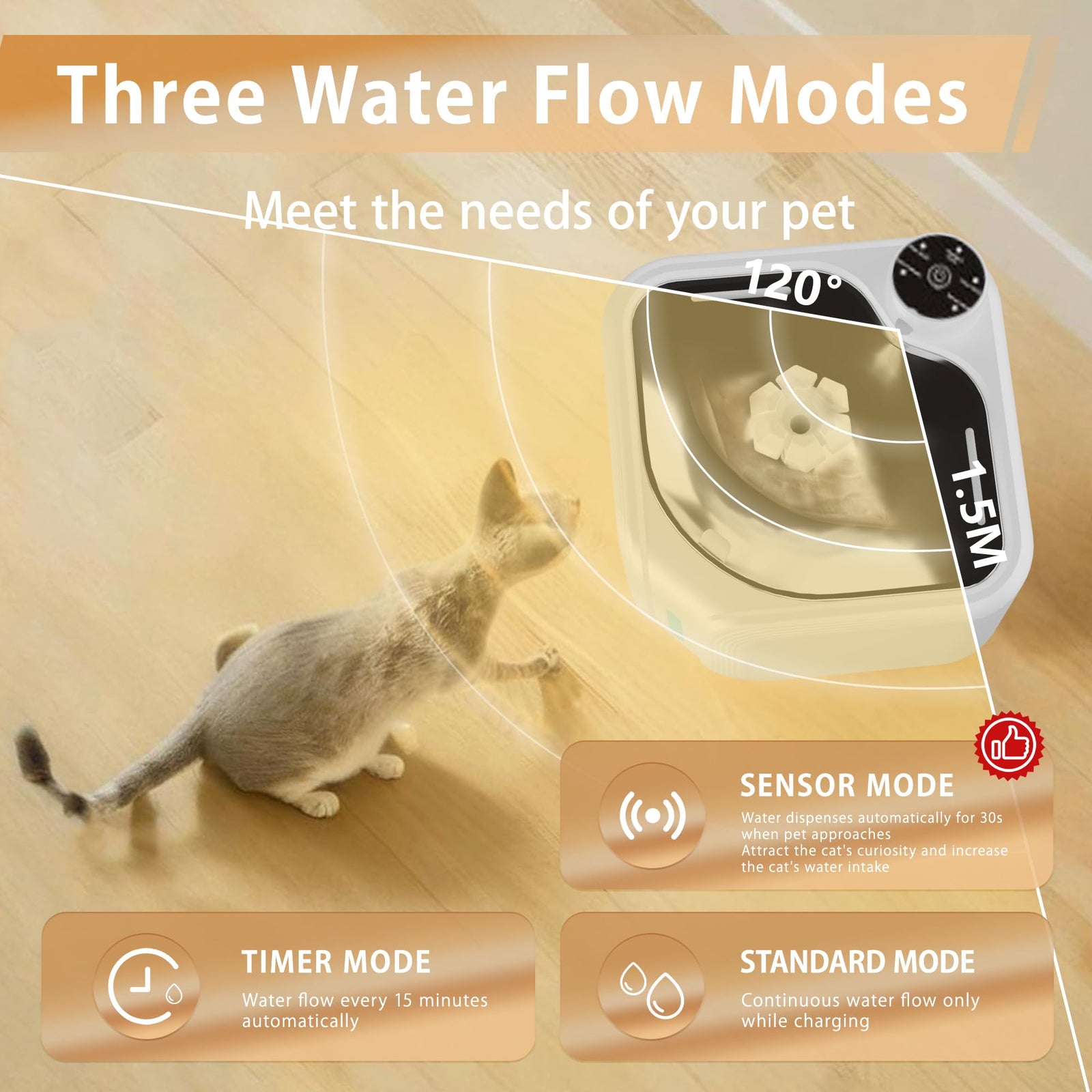 Cat Drinking Fountain - Water Fountain - Dog Drinking Bowl - Automatic Drinking Bowl - Cat Fountain - Dog Fountain - Water Dispenser - Whisper-Quiet - Includes 8 Filters - LED Lighting - Water Bowl - Pet Accessories - 2.8 Liters - Black - 1 Piece