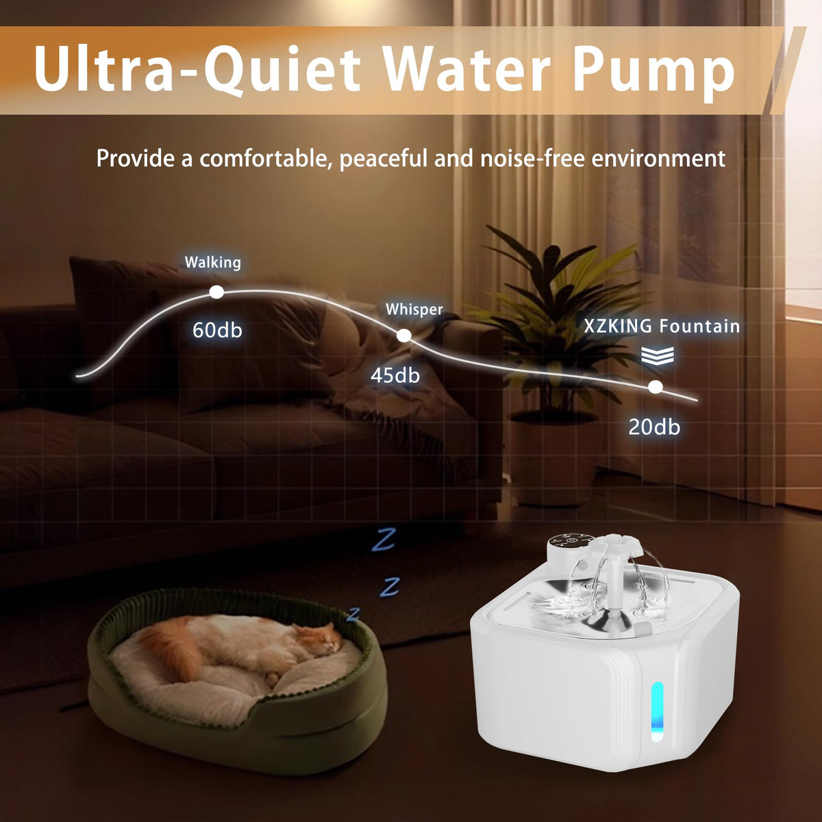 Cat Drinking Fountain - Water Fountain - Dog Drinking Bowl - Automatic Drinking Bowl - Cat Fountain - Dog Fountain - Water Dispenser - Whisper-Quiet - Includes 8 Filters - LED Lighting - Water Bowl - Pet Accessories - 2.8 Liters - Black - 1 Piece