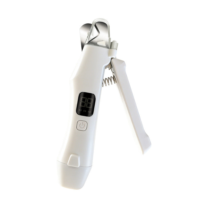Dog Nail Scissors - Cat Nail Clippers - Professional Nail Clippers - LED Lighting - Rechargeable - Digital Display - Pet Care - Nail Cutting - Collection Tray - Paw Care - Safe & Sharp - Stainless Steel - Nail Care - White - 1 Piece