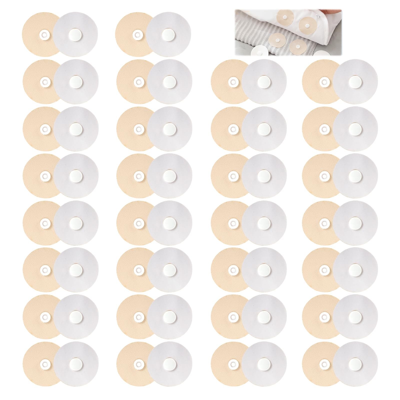 Duvet Clips - Duvet Holders - Duvet Cover Clamps - Anti-Slip Fastening - Duvet Buttons - Bedding Accessories - Duvet Fixation - Prevents Shifting - Bedroom Interior - Duvet Cover Holder - Handy - Beige and White - 30 Pieces