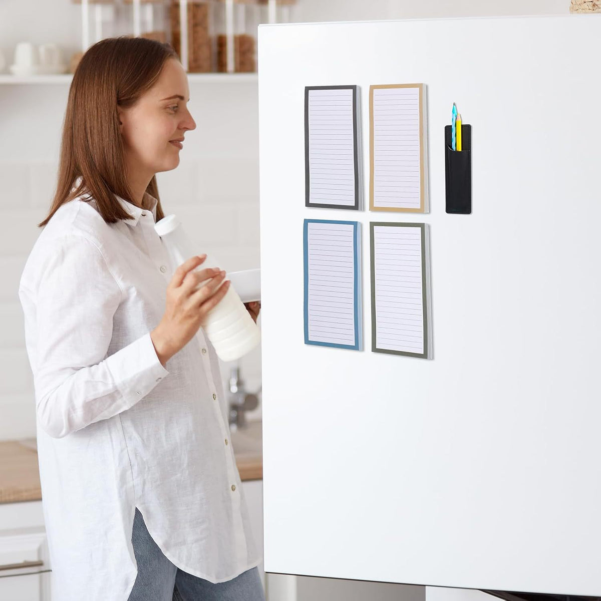 Magnetic Notepad Fridge - Grocery List - Memo Pad - To Do List - Writing Pad - Notebook - Magnetic Lists - Memo Pads - Weekly Planner - Desk Accessories - Neutral Colors - 4 Pieces