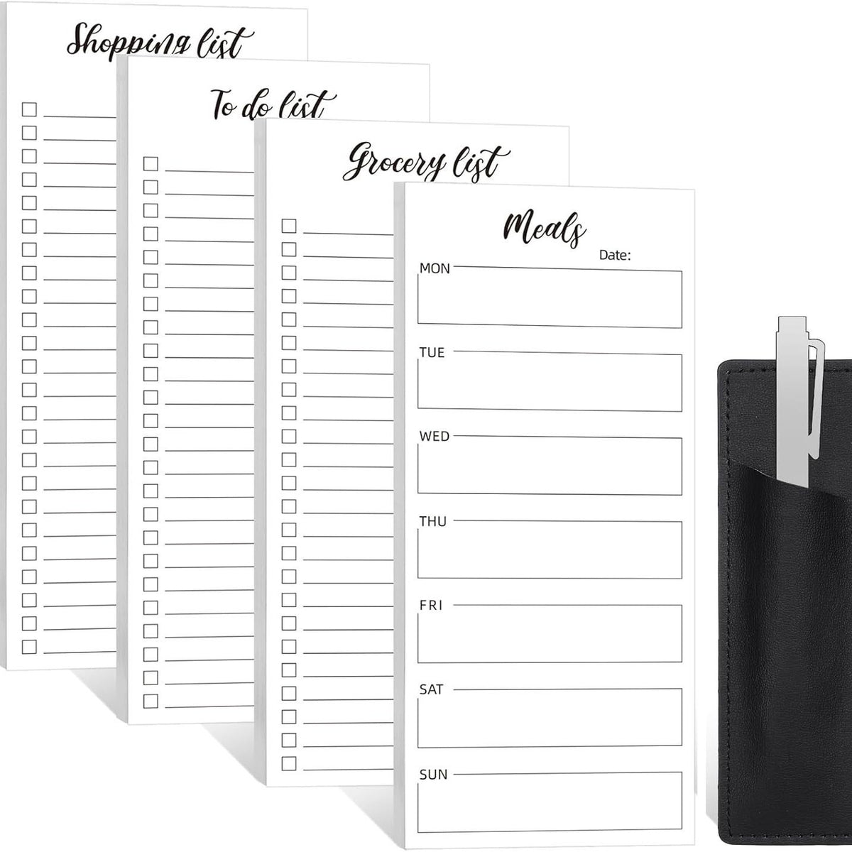 Magnetic Notepad Fridge - Grocery List - Weekly Planner - To Do List - Meal Planner - Memo Pad - Writing Pad - Menu Planner - Notebook - Magnetic Lists - To-Do List - White - 4 Pieces