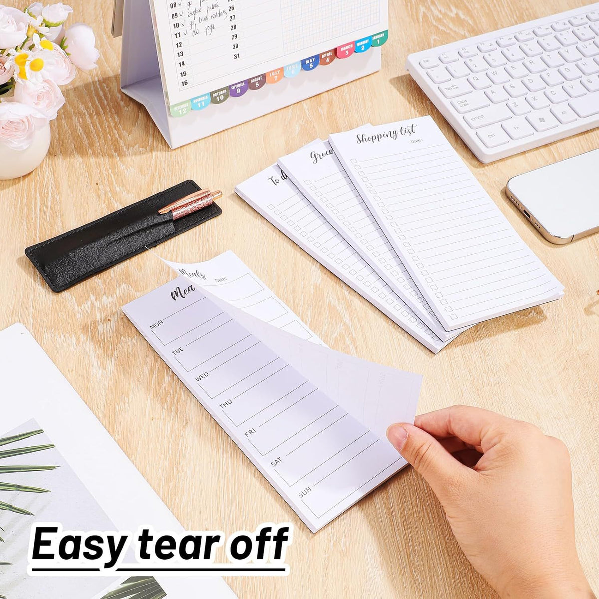 Magnetic Notepad Fridge - Grocery List - Weekly Planner - To Do List - Meal Planner - Memo Pad - Writing Pad - Menu Planner - Notebook - Magnetic Lists - To-Do List - White - 4 Pieces