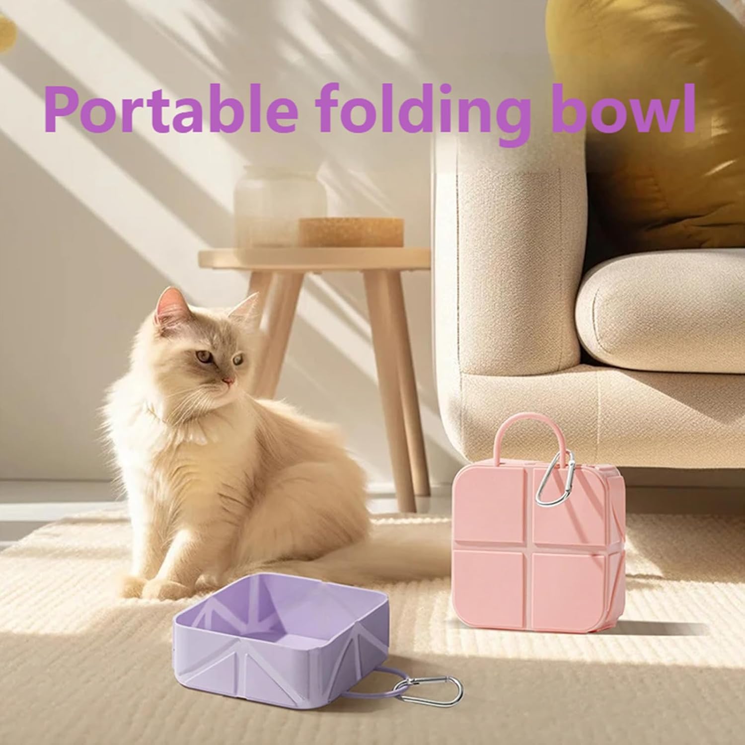 Foldable Dog Food Bowl - Dog Drinking Bowl - Dog Bowl - Travel Bowl - Water Bowl - Food Bowl - Dog Supplies - Hiking - Camping - On the Go - Silicone Bowl - Portable Food Bowl - Dog Accessories - Light Green - 1 Piece