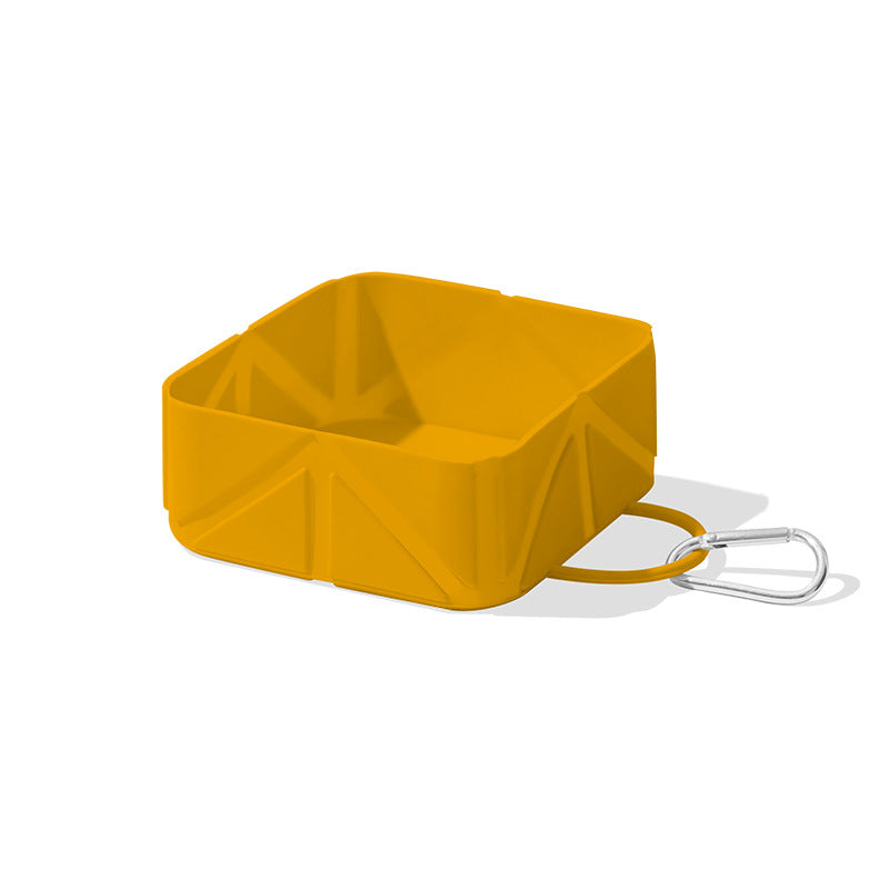 Foldable Dog Food Bowl - Dog Drinking Bowl - Dog Bowl - Travel Bowl - Water Bowl - Food Bowl - Dog Supplies - Hiking - Camping - On the Go - Silicone Bowl - Portable Food Bowl - Dog Accessories - Ochre Yellow - 1 Piece