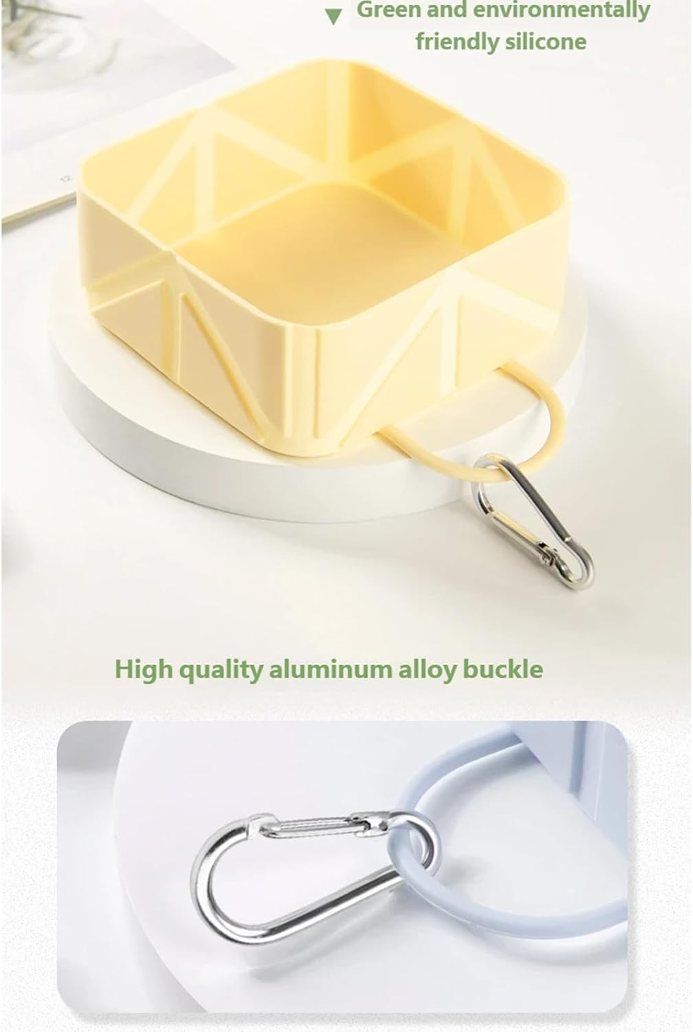 Foldable Dog Food Bowl - Dog Drinking Bowl - Dog Bowl - Travel Bowl - Water Bowl - Food Bowl - Dog Supplies - Hiking - Camping - On the Go - Silicone Bowl - Portable Food Bowl - Dog Accessories - Beige - 1 Piece