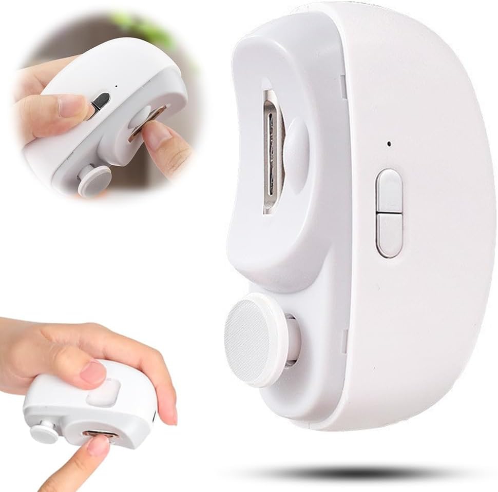 Electric nail clipper - Automatic nail trimmer - Manicure set - Nail care - Electric nail file - Rechargeable - Nail scissors - Hand care - Nail polishing - Nail styling - Cordless - White - 1 Piece