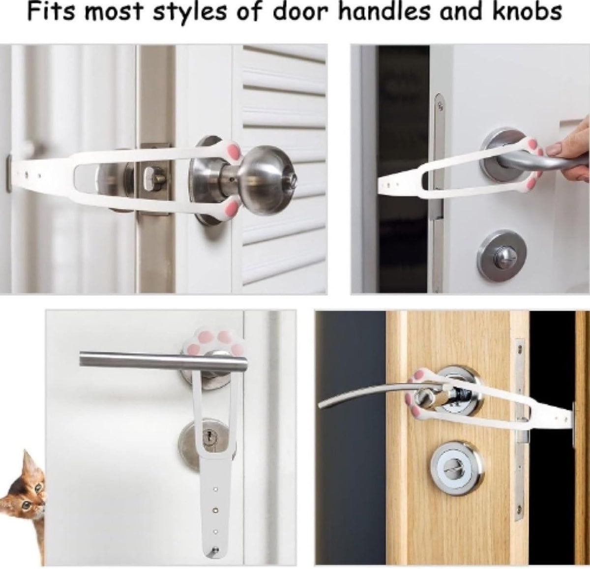 Door Stopper - Door Holder - Door Holder - Dog Barrier - Cat Flap Alternative - Door Stop - Door Catch - Door Hook - Ventilation - Pet Accessories - Door Security - Adjustable - Cat Paw - White - 2 pieces