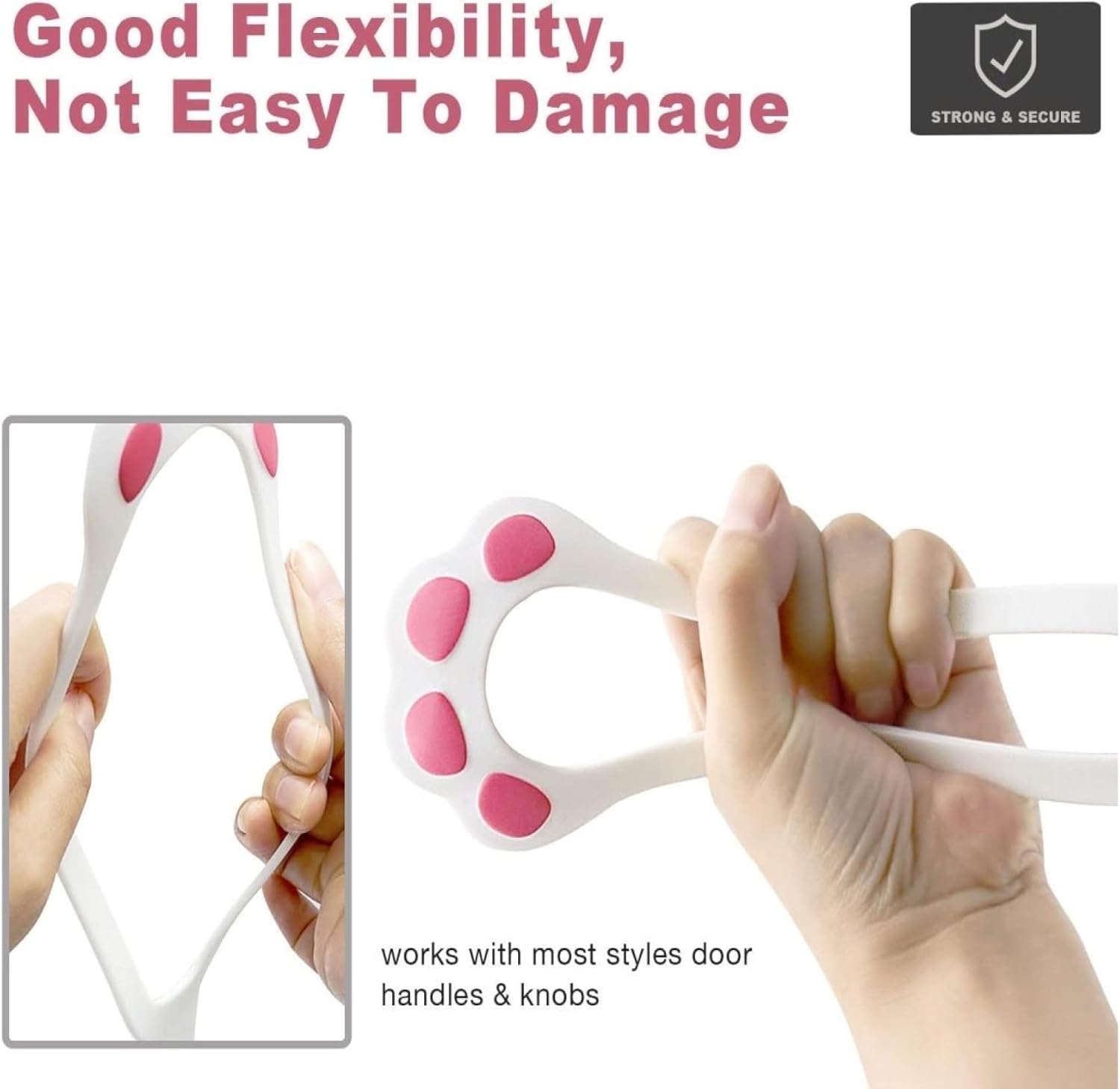 Door Stopper - Door Holder - Door Holder - Dog Barrier - Cat Flap Alternative - Door Stop - Door Catch - Door Hook - Ventilation - Pet Accessories - Door Security - Adjustable - Cat Paw - White - 2 pieces