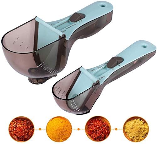 Measuring spoons - Measuring scoops - Adjustable measuring scoop - Measuring cup - Kitchen utensils - Baking utensils - Kitchen accessories - Teaspoon - Tablespoon - Coffee scoop - Dosing - Measuring - Baking utensils - Measuring spoon set - Blue - 3 piec