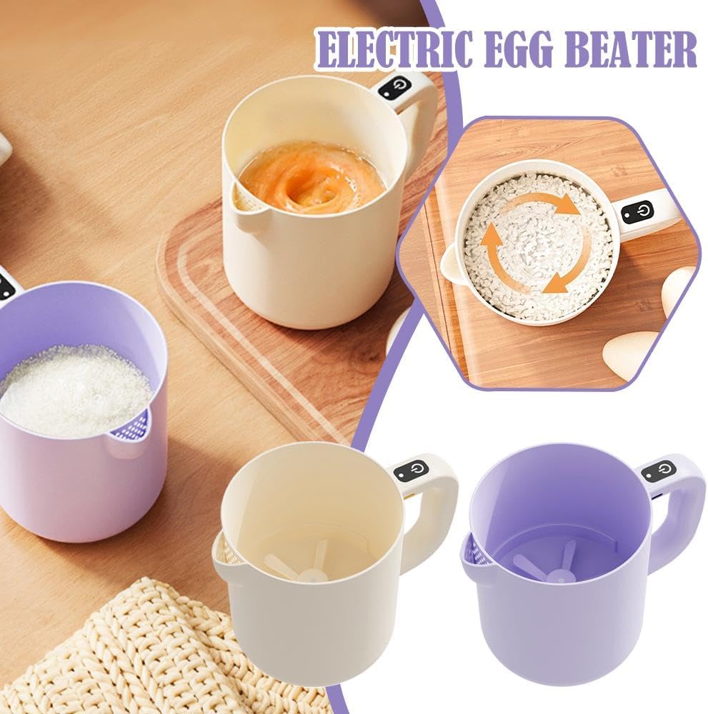 Rice Washer - Electric Egg Beater - Mixing Cup - Automatic Stirrer - Vegetable Washer - Fruit Basket - Colander - Food Processor - Hand Mixer - Cordless - Rechargeable - Kitchen Utensils - Multifunctional - Kitchen Aid - White - 1 Piece