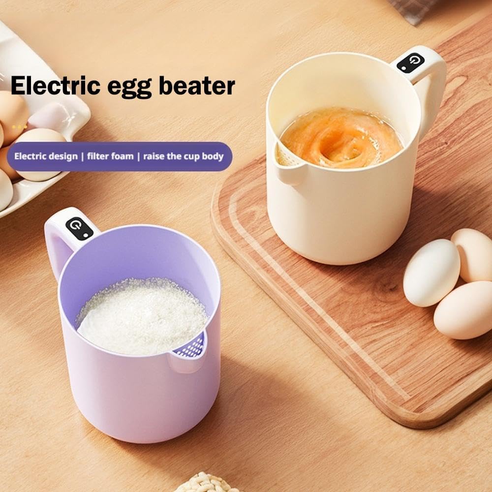 Rice Washer - Electric Egg Beater - Mixing Cup - Automatic Stirrer - Vegetable Washer - Fruit Basket - Colander - Food Processor - Hand Mixer - Cordless - Rechargeable - Kitchen Utensils - Multifunctional - Kitchen Aid - White - 1 Piece