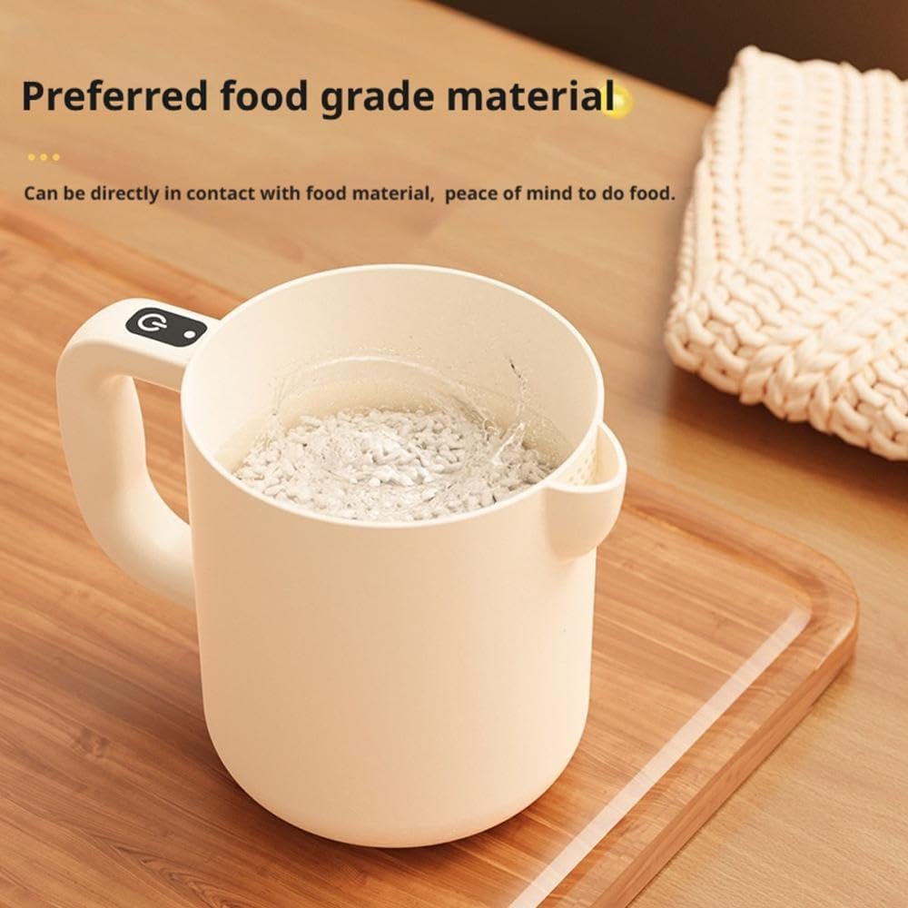 Rice Washer - Electric Egg Beater - Mixing Cup - Automatic Stirrer - Vegetable Washer - Fruit Basket - Colander - Food Processor - Hand Mixer - Cordless - Rechargeable - Kitchen Utensils - Multifunctional - Kitchen Aid - White - 1 Piece