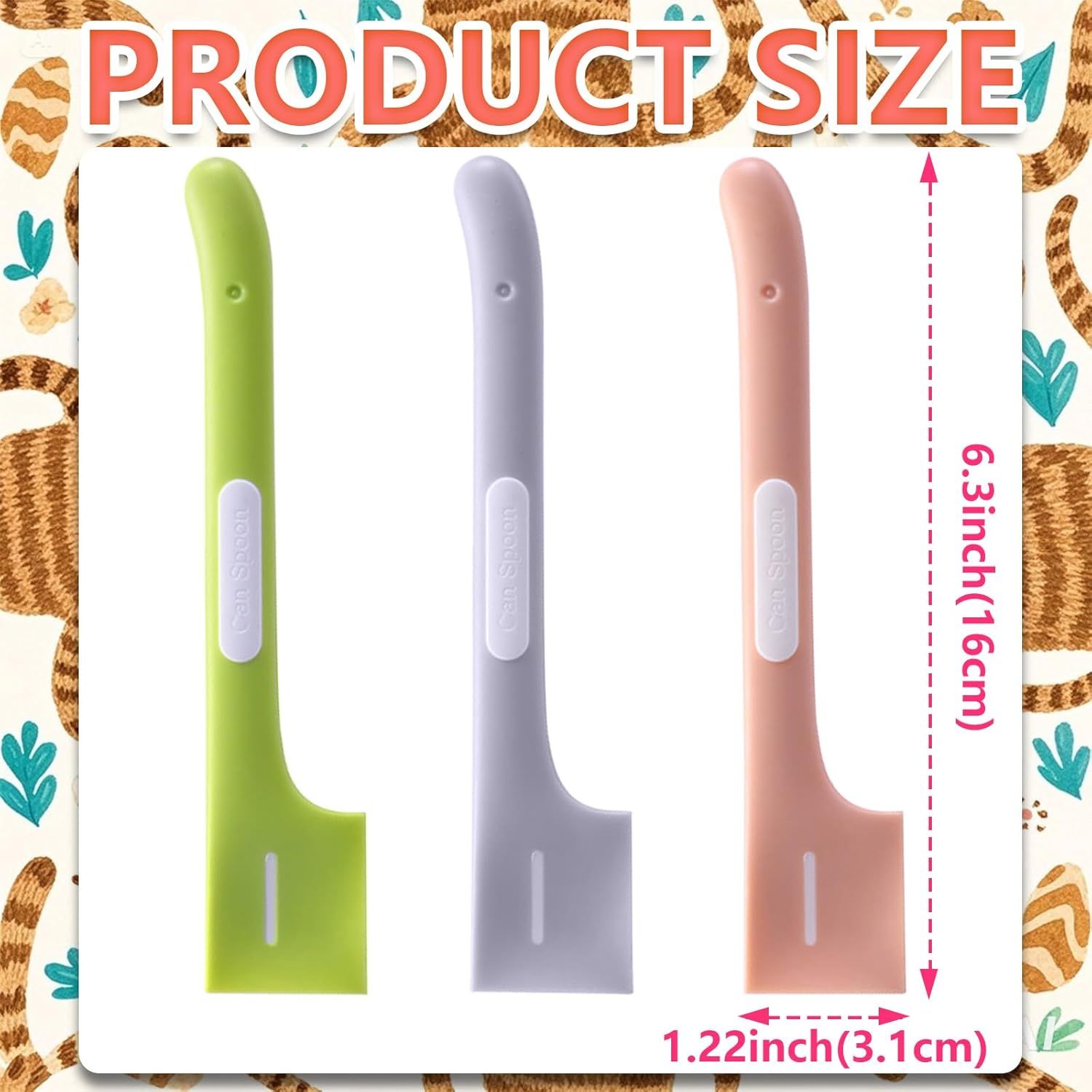 Pot licker - Spatula - Cat food spoon - Dog food spoon - Can opener - Feeding spoon - Silicone spatula - Pet supplies - Pet accessories - Kitchen utensils - Cans - Food scoop - Wet food - Multicolor - Pack of 3