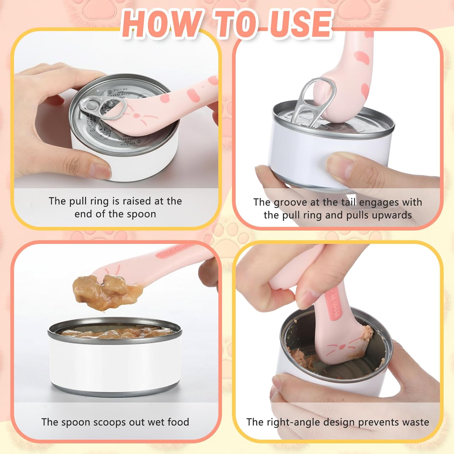 Pot Licker - Cat Food Spoon - Spatula - Can Opener - Dog Food Spoon - Feeding Spoon - Silicone Spatula - Pet Supplies - Pet Accessories - Food Scoop - Cans - Wet Food - Cat Paw Design - Kitchen Utensils - Multicolor - Pack of 3