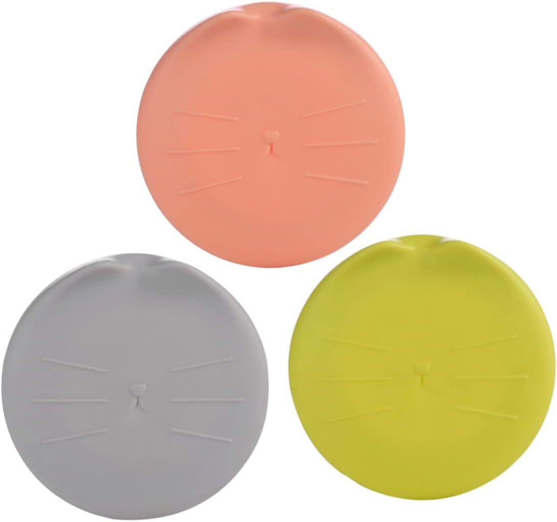 Can Lid - Keep-Fresh Lid - Cat Food Lid - Dog Food Lid - Silicone Lid - Cover Lid - Canned Food - Wet Food - Cans - Pet Supplies - Pet Accessories - Kitchen Utensils - Food Bowl Accessories - Multicolor - Pack of 3