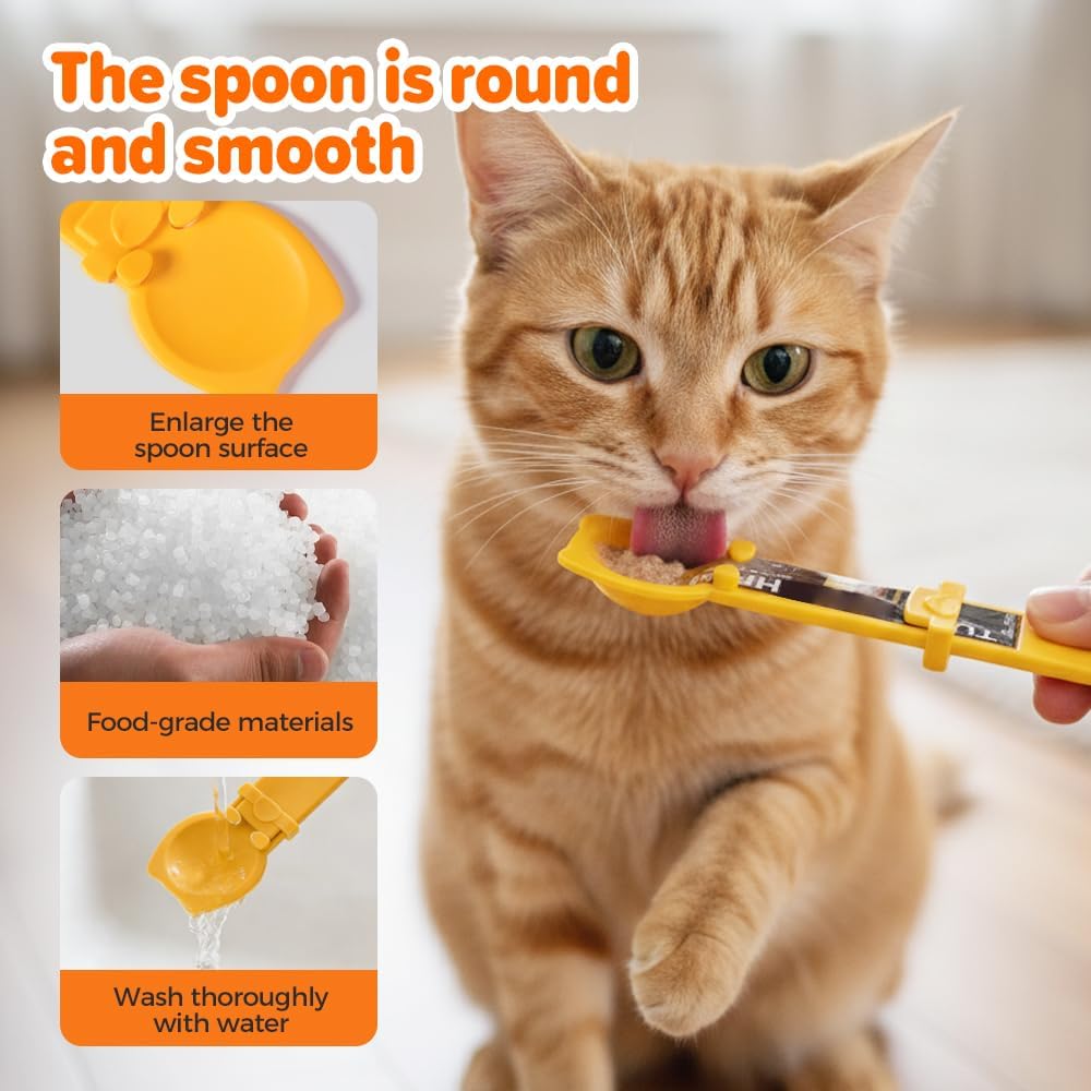 Cat Food Spoon - Cat Treats - Lick Snack - Liquid Snack - Feeding Spoon - Pet Supplies - Pet Accessories - Food Scoop - Treats - Dispenser - Food Bowl Accessories - Dog Food - Snack Holder - Multicolor - 4 pieces