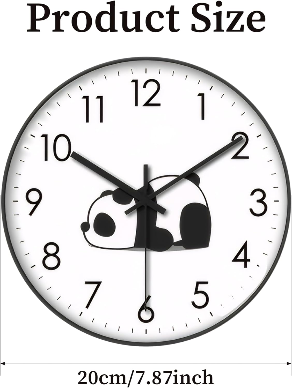Wall Clock - Clock - Silent Wall Clock - Wall Clock - Analog Clock - Living Room Wall Clock - Bedroom Clock - Panda Design - Animal Motif - Modern Interior - Silent - Not Ticking - Wall Decoration - Office - Kitchen - Black and White - 1 Piece