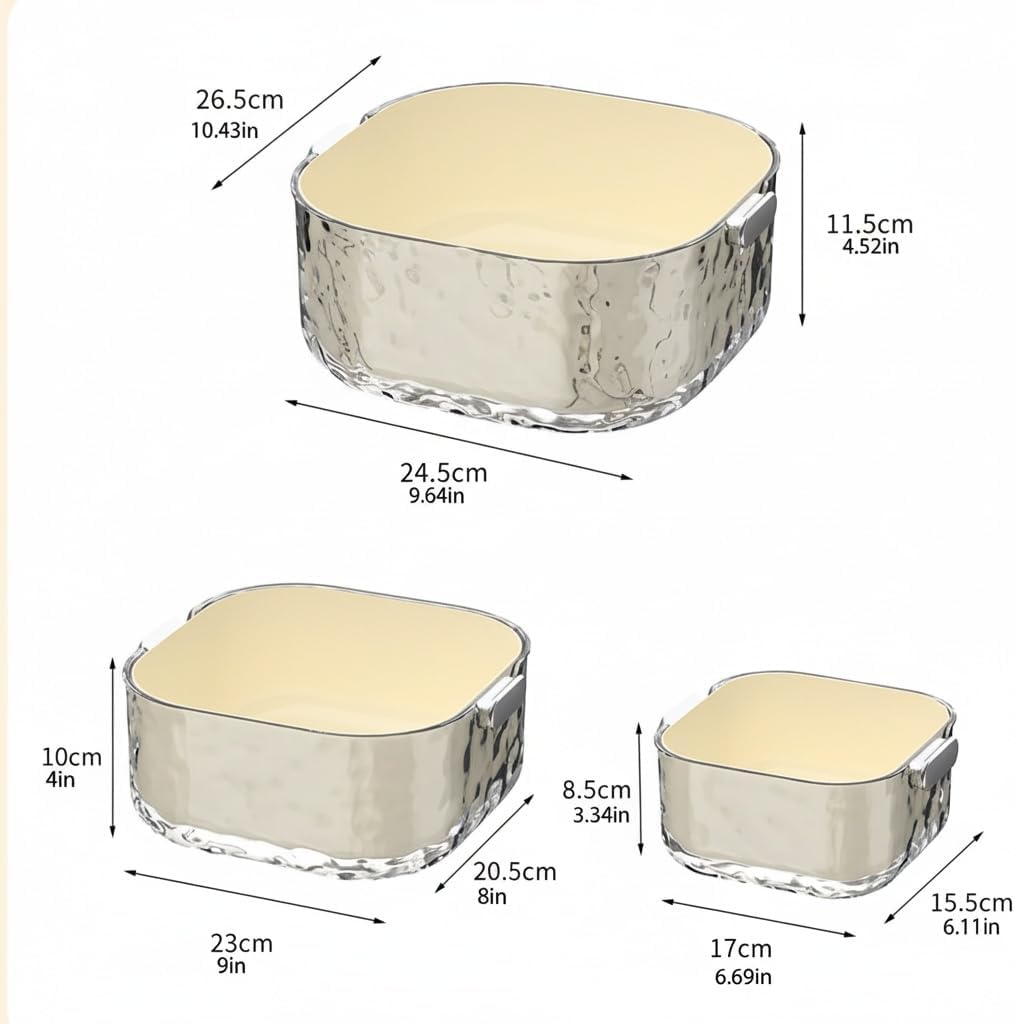 Colander - Kitchen Colander - Sieve - Fruit Basket - Vegetable Basket - Draining Set - Washing Colander - Double Layered - With Bowl - Kitchen Organization - Fruits and Vegetables - Pasta and Rice - Stackable - Multifunctional - 3 Sizes - Milky White - 6