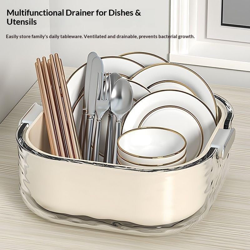 Colander - Kitchen Colander - Sieve - Fruit Basket - Vegetable Basket - Draining Set - Washing Colander - Double Layered - With Bowl - Kitchen Organization - Fruits and Vegetables - Pasta and Rice - Stackable - Multifunctional - 3 Sizes - Milky White - 6