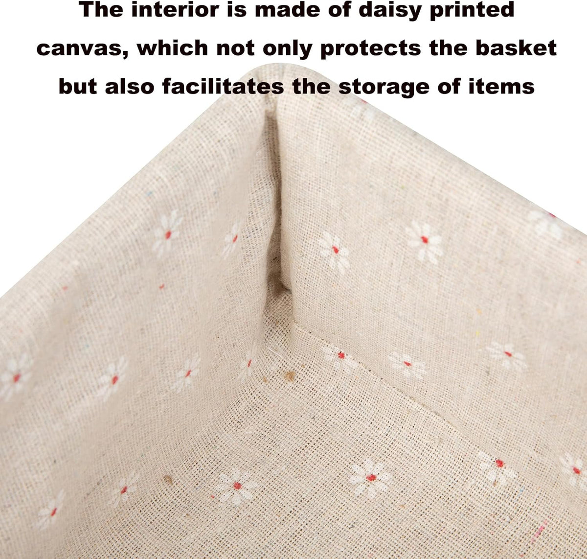 Storage Basket - Basket Set - Wicker Basket - Woven Basket - Cabinet Basket - Bathroom Basket - Storage Box - Drawer Organizer - Living Room - Bedroom - Bathroom Accessories - With Fabric Lining - Floral Print - Country Style - 3 Sizes - Natural - 3 Piece