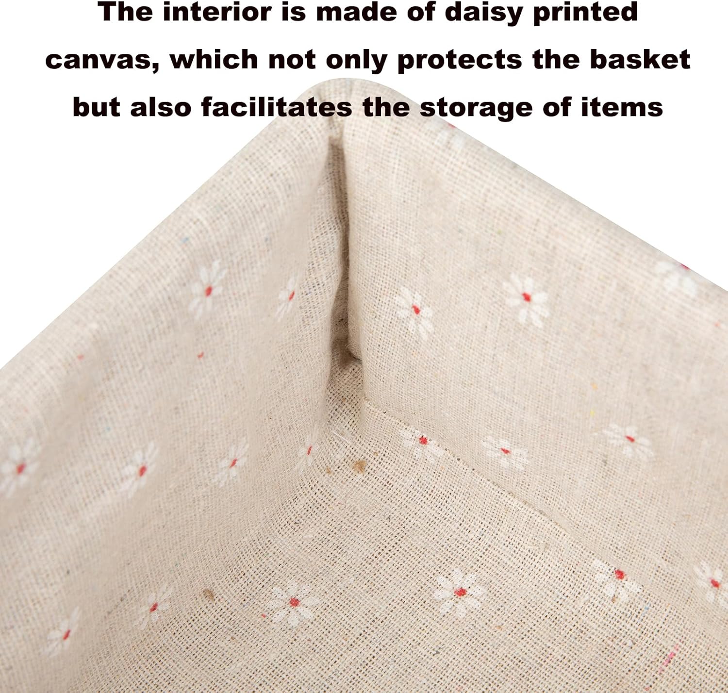 Storage Basket - Basket Set - Wicker Basket - Woven Basket - Cabinet Basket - Bathroom Basket - Storage Box - Drawer Organizer - Living Room - Bedroom - Bathroom Accessories - With Fabric Lining - Floral Print - Country Style - 3 Sizes - Natural - 3 Piece