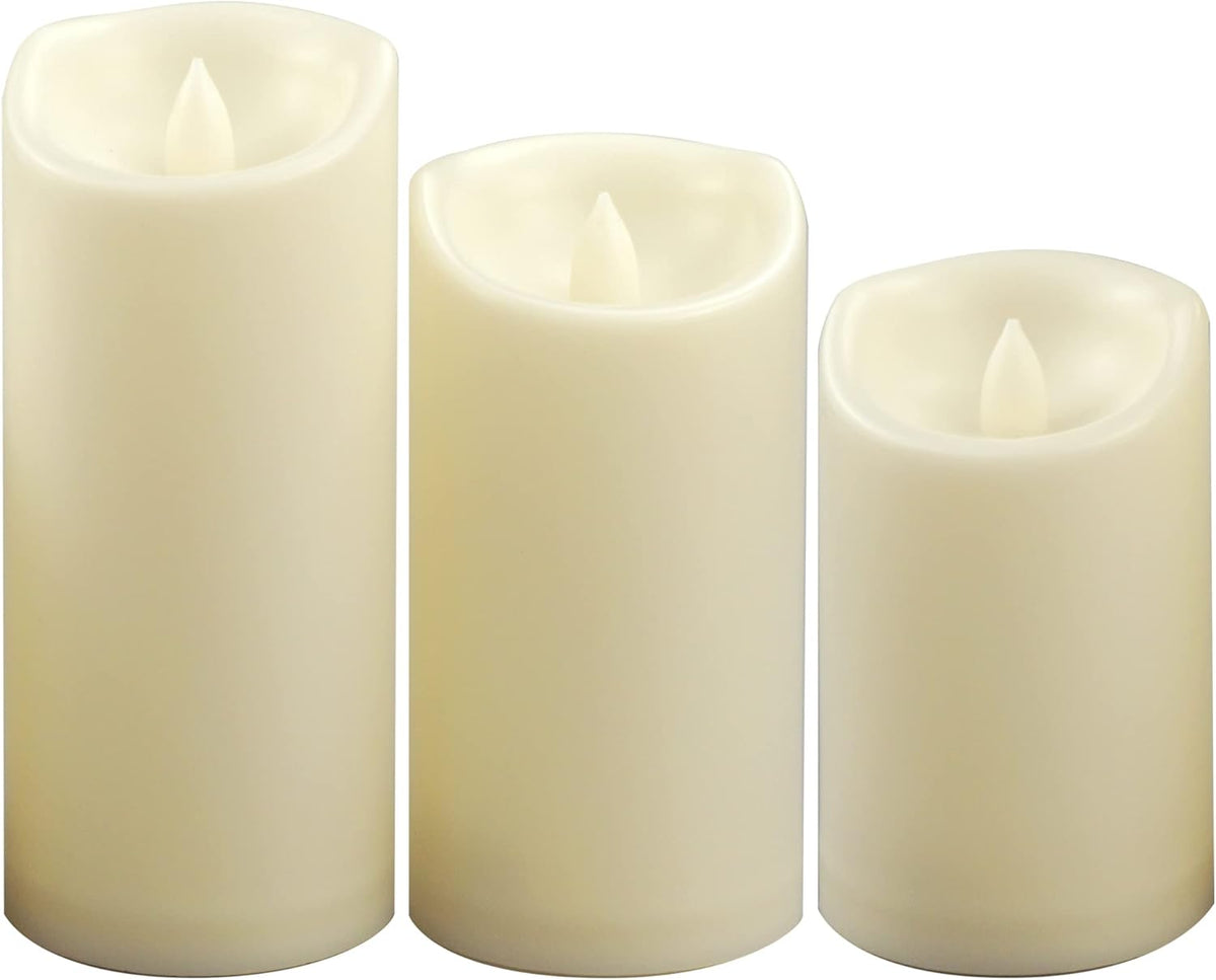 LED Candles - Pillar Candles - Indoor Mood Lighting - Flameless Candles - Electric Candles - Home Accessories - Table Decoration - Candle Set - Christmas Lights - LED Lights - Living Room Decoration - White - 3 Pieces