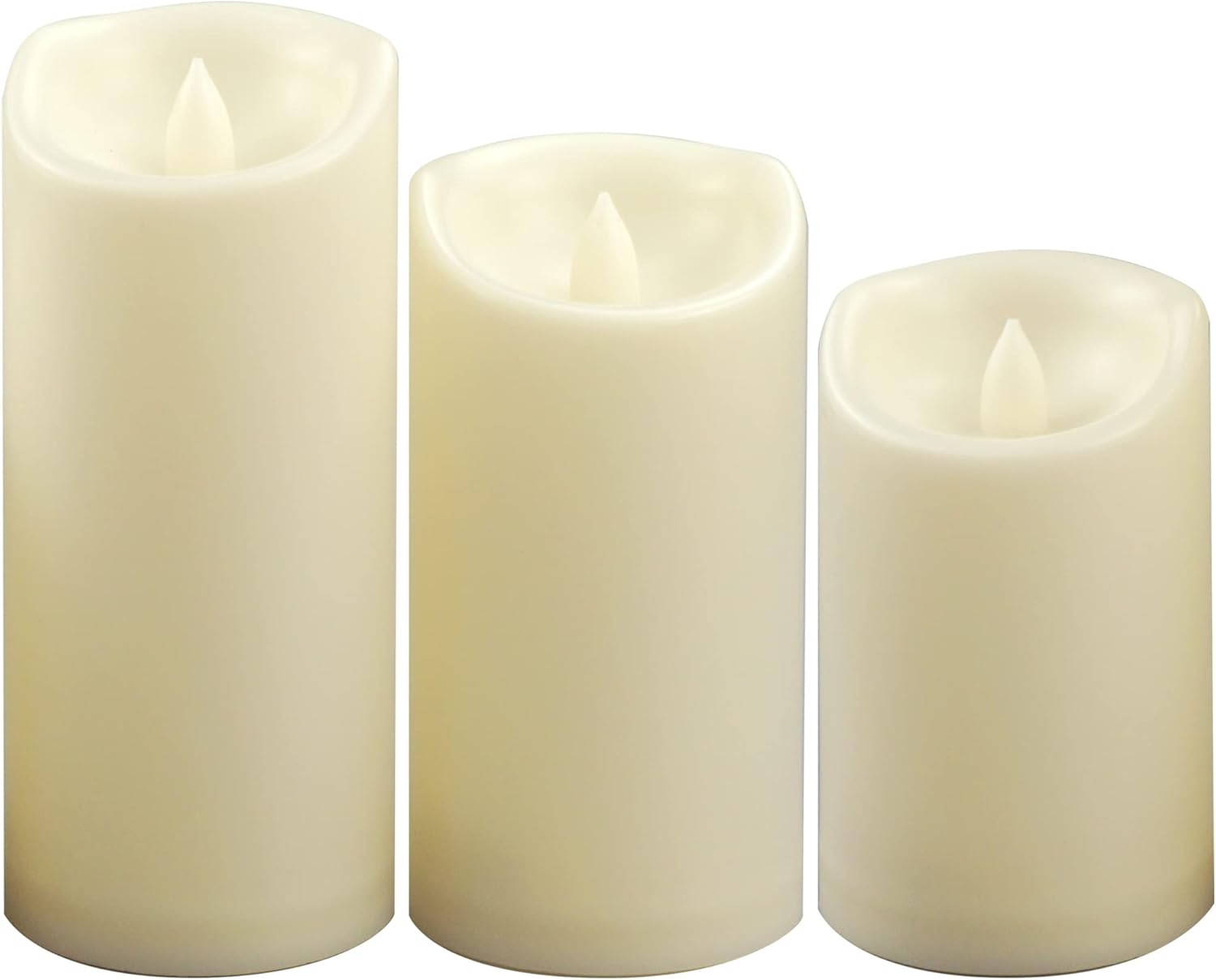 LED Candles - Pillar Candles - Indoor Mood Lighting - Flameless Candles - Electric Candles - Home Accessories - Table Decoration - Candle Set - Christmas Lights - LED Lights - Living Room Decoration - White - 3 Pieces