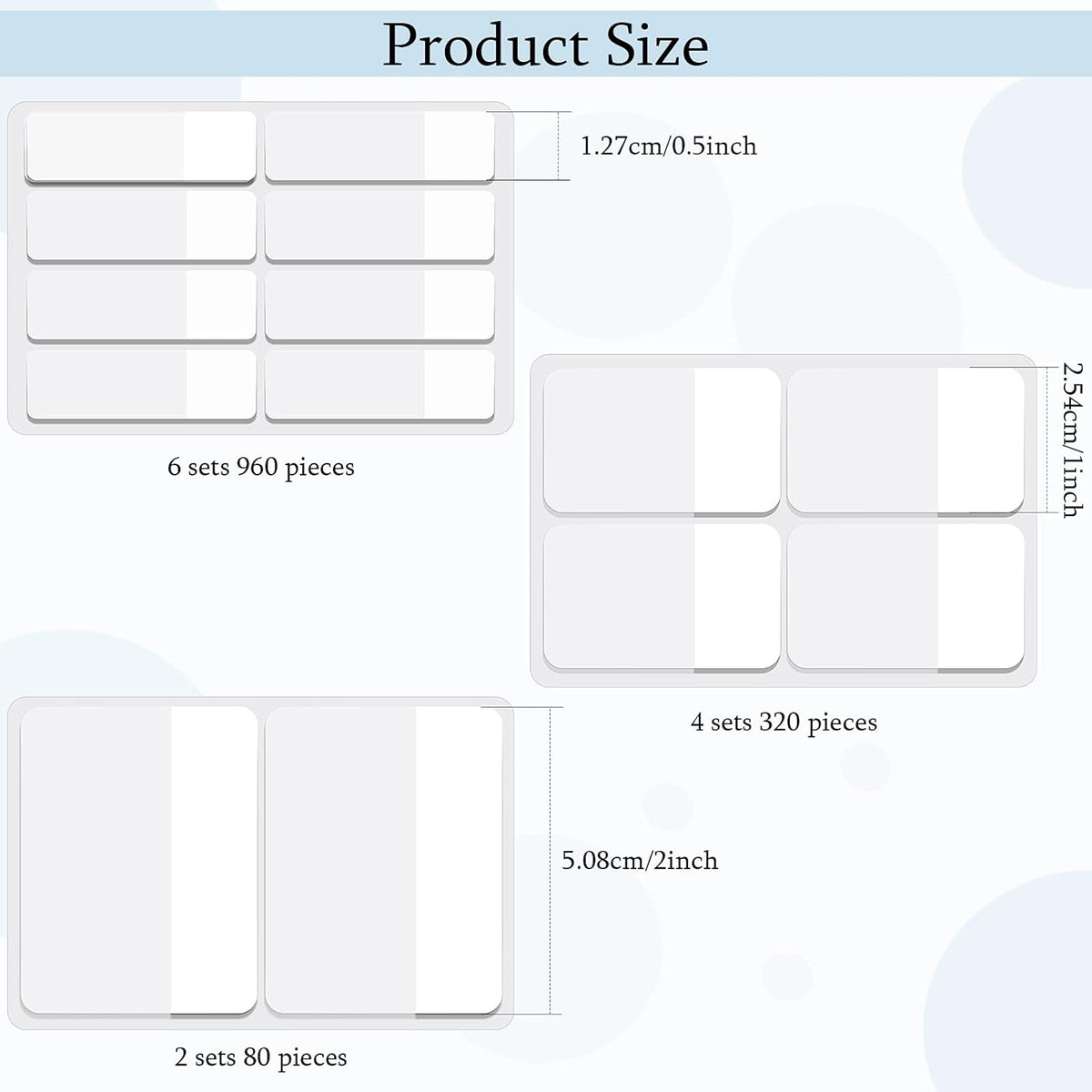 Sticky notes - Page markers - Index tabs - Sticky notes - Bookmarks - Transparent - Tabs - Office supplies - School supplies - Study - Writable - Notebooks - Agenda refill - White - 12 pieces